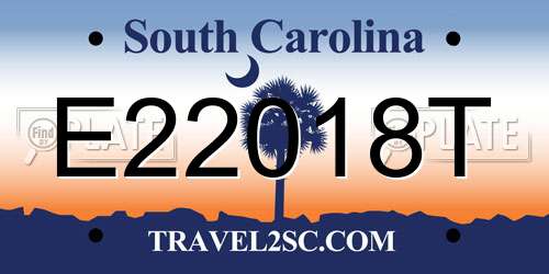 E22018T South Carolina License Plate