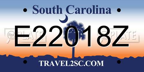 E22018Z South Carolina License Plate
