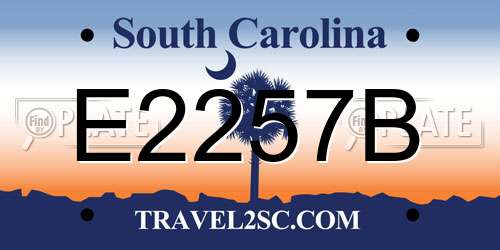 E2257B South Carolina License Plate