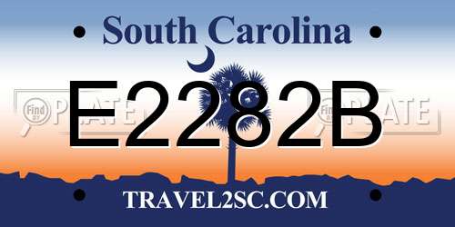 E2282B South Carolina License Plate