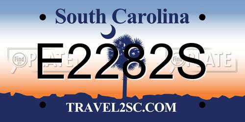 E2282S South Carolina License Plate