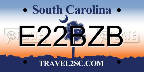 E22BZB South Carolina License Plate