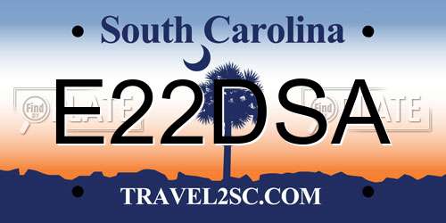 E22DSA South Carolina License Plate
