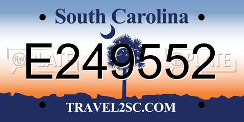 E249552 South Carolina License Plate