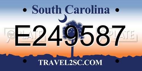 E249587 South Carolina License Plate