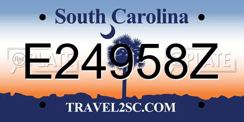 E24958Z South Carolina License Plate