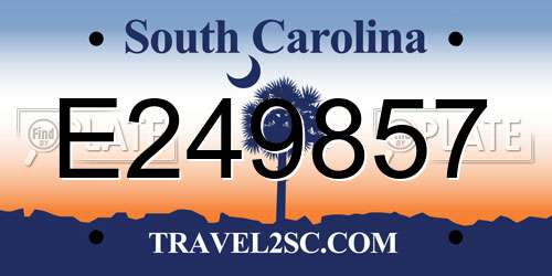 E249857 South Carolina License Plate