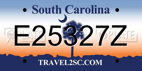 E25327Z South Carolina License Plate