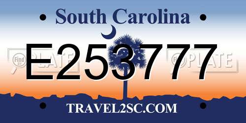 E253777 South Carolina License Plate