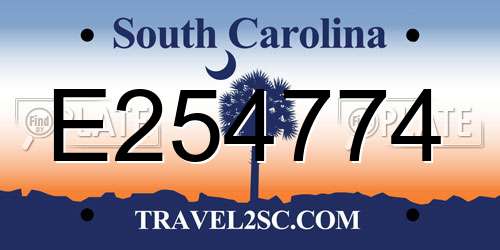 E254774 South Carolina License Plate