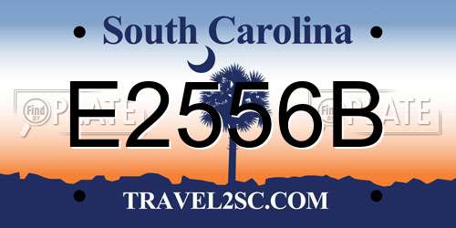 E2556B South Carolina License Plate
