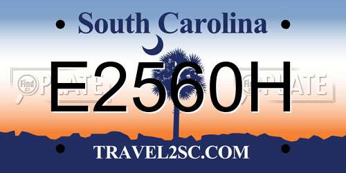 E2560H South Carolina License Plate