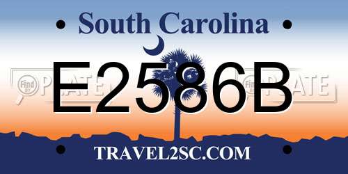 E2586B South Carolina License Plate