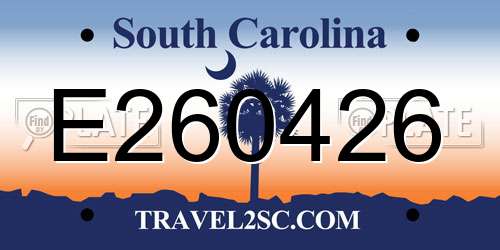 E260426 South Carolina License Plate
