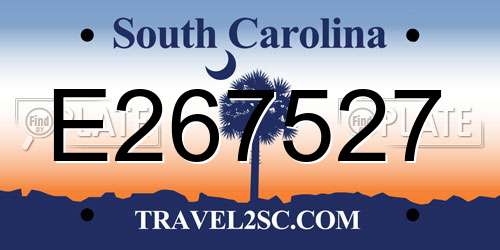 E267527 South Carolina License Plate