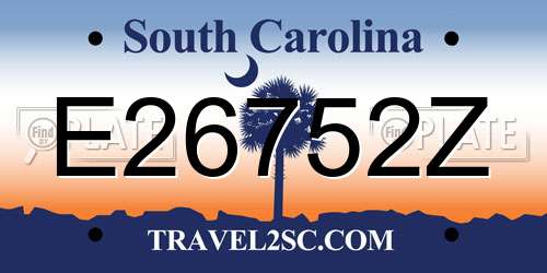 E26752Z South Carolina License Plate