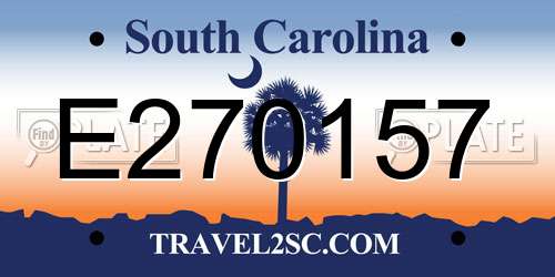 E270157 South Carolina License Plate