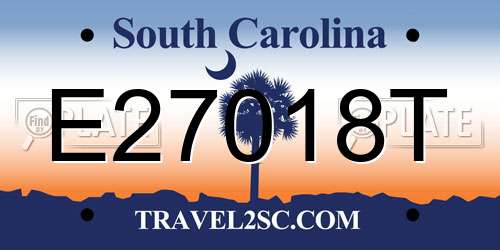 E27018T South Carolina License Plate