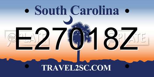 E27018Z South Carolina License Plate