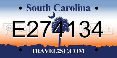 E274134 South Carolina License Plate