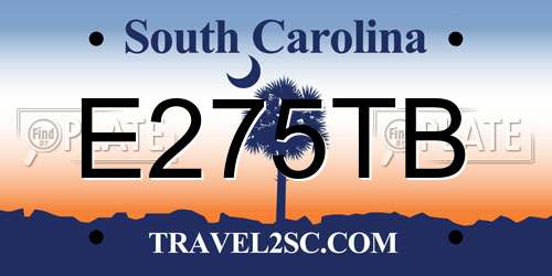E275TB South Carolina License Plate