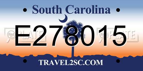 E278015 South Carolina License Plate