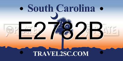 E2782B South Carolina License Plate