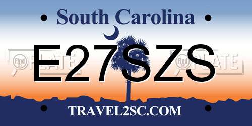 E27SZS South Carolina License Plate