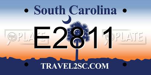 E2811 South Carolina License Plate