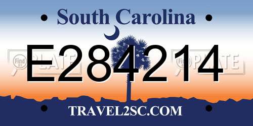 E284214 South Carolina License Plate