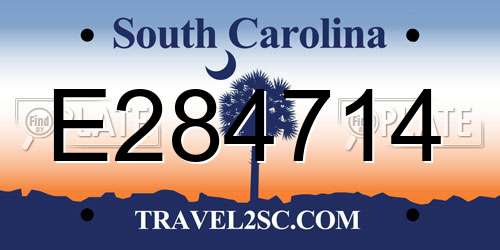E284714 South Carolina License Plate