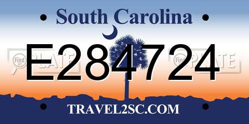 E284724 South Carolina License Plate