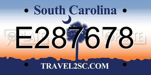 E287678 South Carolina License Plate