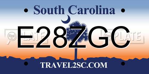 E28ZGC South Carolina License Plate