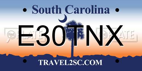 E30TNX South Carolina License Plate