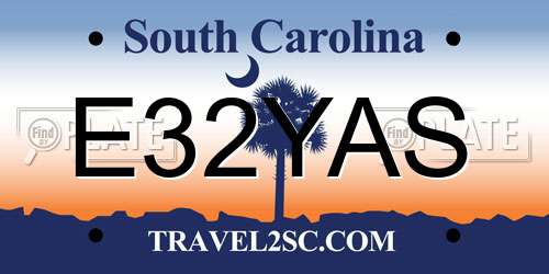 E32YAS South Carolina License Plate