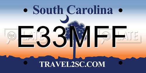 E33MFF South Carolina License Plate