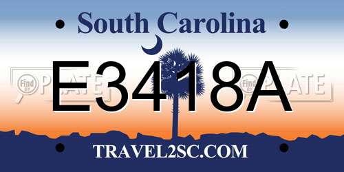E3418A South Carolina License Plate