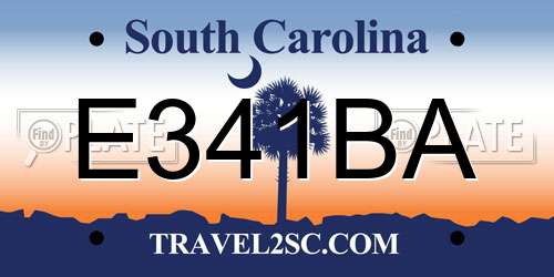E341BA South Carolina License Plate