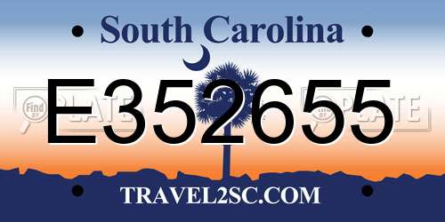 E352655 South Carolina License Plate