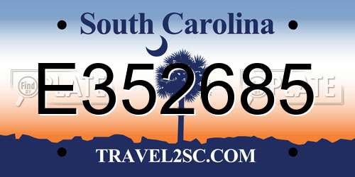 E352685 South Carolina License Plate