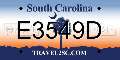 E3549D South Carolina License Plate
