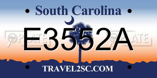 E3552A South Carolina License Plate