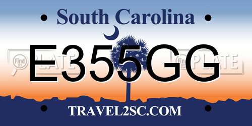 E355GG South Carolina License Plate