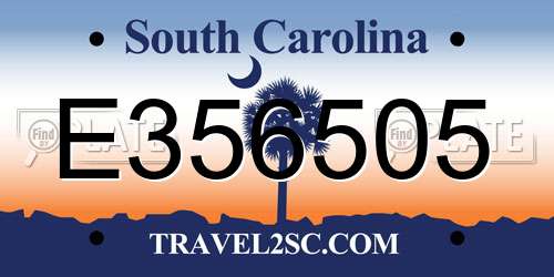 E356505 South Carolina License Plate