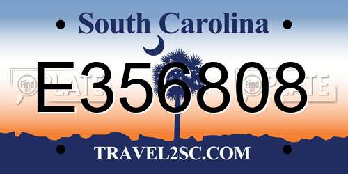 E356808 South Carolina License Plate