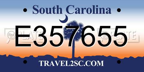 E357655 South Carolina License Plate