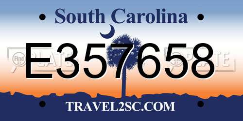 E357658 South Carolina License Plate