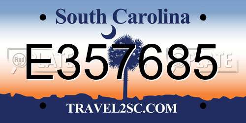 E357685 South Carolina License Plate
