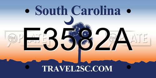 E3582A South Carolina License Plate